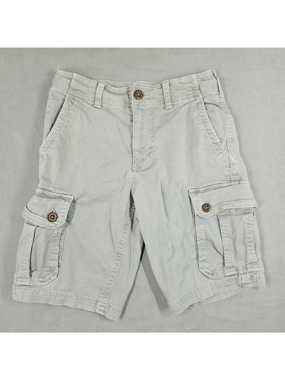 Y2K American Eagle Cargo Shorts Men Size 28 Gray Casual Cotton Preppy Utility